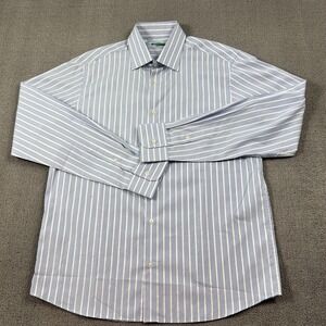 United Colors Of Benetton Shirt Adult Large Blue Striped Button Up Long Sleeve